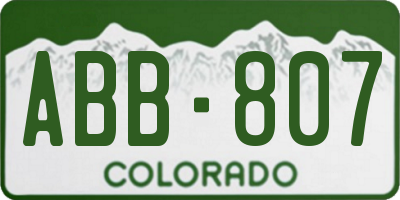 CO license plate ABB807