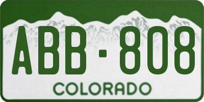 CO license plate ABB808