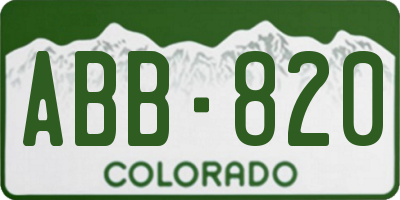 CO license plate ABB820