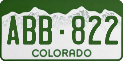 CO license plate ABB822