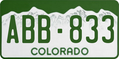 CO license plate ABB833