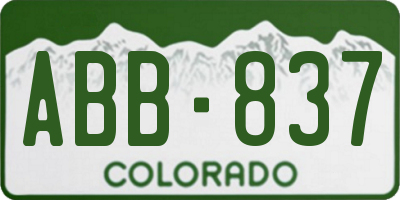 CO license plate ABB837