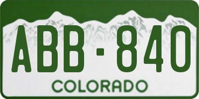 CO license plate ABB840