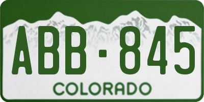 CO license plate ABB845