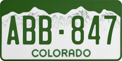 CO license plate ABB847