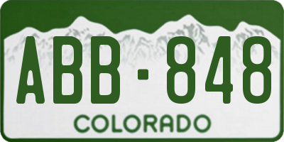 CO license plate ABB848