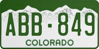 CO license plate ABB849