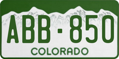 CO license plate ABB850