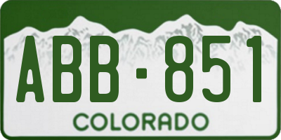 CO license plate ABB851
