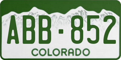 CO license plate ABB852