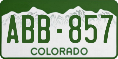 CO license plate ABB857