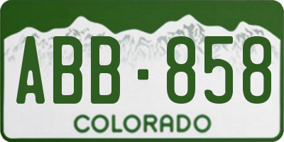 CO license plate ABB858
