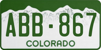 CO license plate ABB867