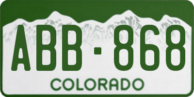 CO license plate ABB868