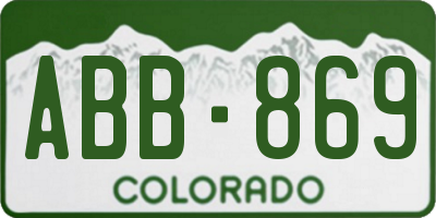 CO license plate ABB869