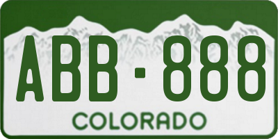 CO license plate ABB888