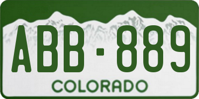 CO license plate ABB889