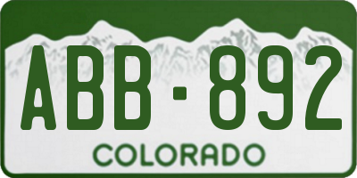 CO license plate ABB892