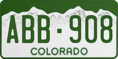 CO license plate ABB908