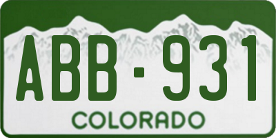 CO license plate ABB931