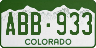 CO license plate ABB933