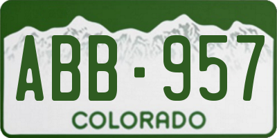 CO license plate ABB957