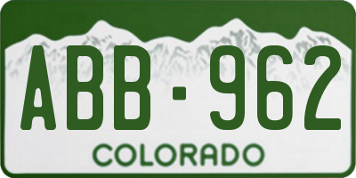 CO license plate ABB962