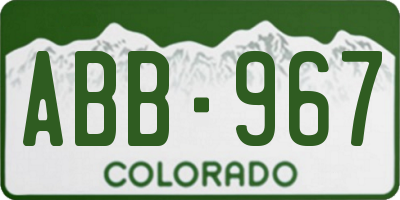 CO license plate ABB967