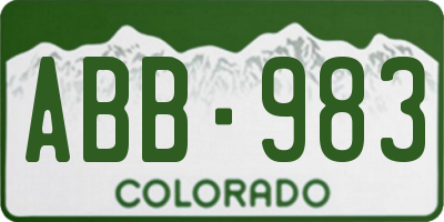 CO license plate ABB983