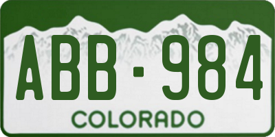 CO license plate ABB984