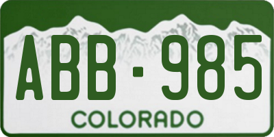 CO license plate ABB985