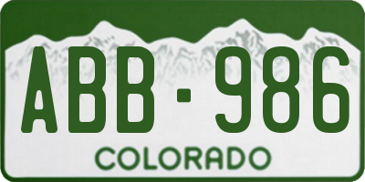CO license plate ABB986
