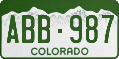 CO license plate ABB987