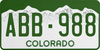 CO license plate ABB988