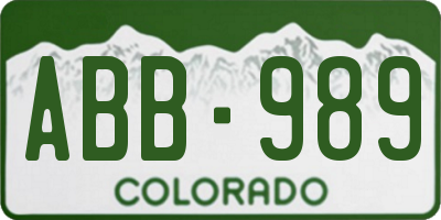CO license plate ABB989