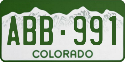 CO license plate ABB991