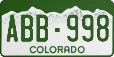 CO license plate ABB998