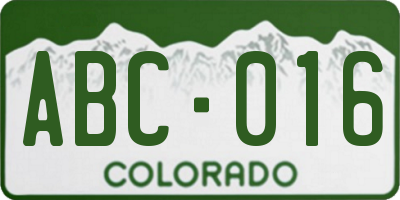 CO license plate ABC016