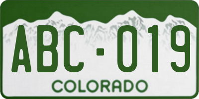 CO license plate ABC019