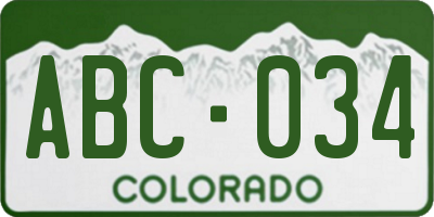 CO license plate ABC034
