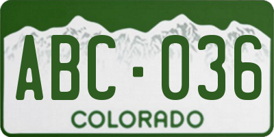 CO license plate ABC036