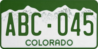 CO license plate ABC045