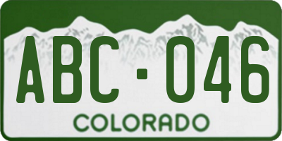 CO license plate ABC046