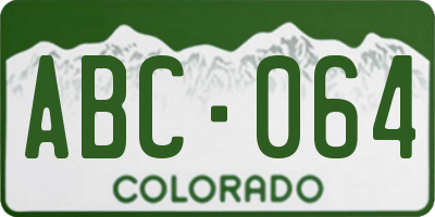 CO license plate ABC064