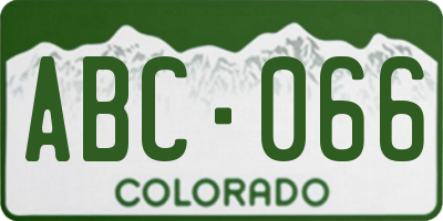 CO license plate ABC066