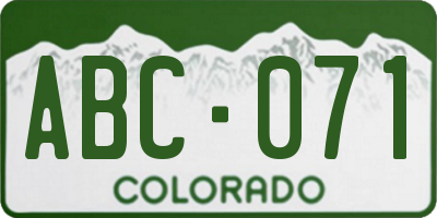 CO license plate ABC071