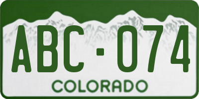 CO license plate ABC074