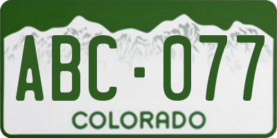 CO license plate ABC077