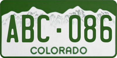 CO license plate ABC086