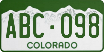 CO license plate ABC098